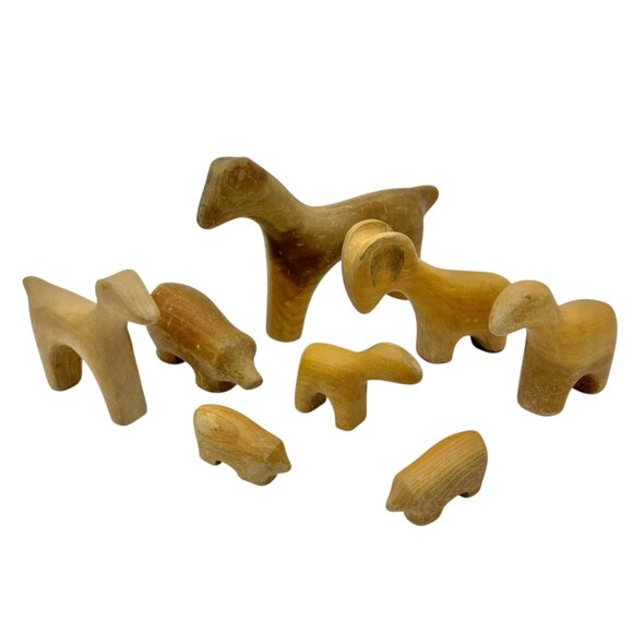 Antonio Vitali Vintage Creative Playthings 8 pcs Wood Farm Animals Playforms MCM - Picture 1 of 10